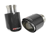 AFE: MACH Force-Xp 4-1/2" Carbon Fiber/Stainless Steel Direct-Fit Exhaust Tip Set Dodge Charger / Hellcat 15-19 V8-6.2L (sc)/6.4L