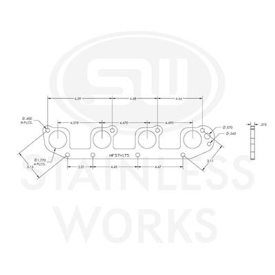 STAINLESS WORKS: Hemi 5.7L Round Port Header 304SS Exhaust Flanges 1-3/4in Primaries