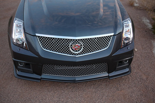 KEEPDSGN Black Front Bumper Lip Splitter With Strut Rods For Cadillac CTS-V V2 2003-2021