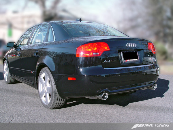 AWE: 2006-08 Audi B7 A4 3.2L - Track Edition Dual Tip Exhaust System (Polished Silver Tips)