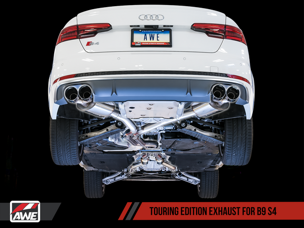 AWE: 2018-2020 Audi B9 S4 3.0T Quattro Touring Edition Exhaust Diamond Black 102mm Tips