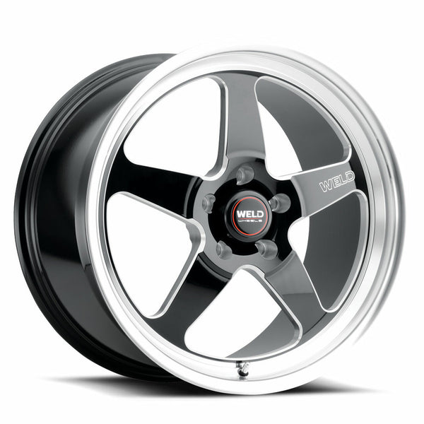 Weld: 15x10 Ventura 5 Drag Gloss Black Wheel with Milled Spokes