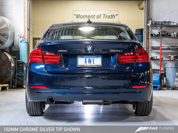 AWE: BMW 320i F30 - Touring Edition Exhaust System w/102mm Chrome Silver Tip