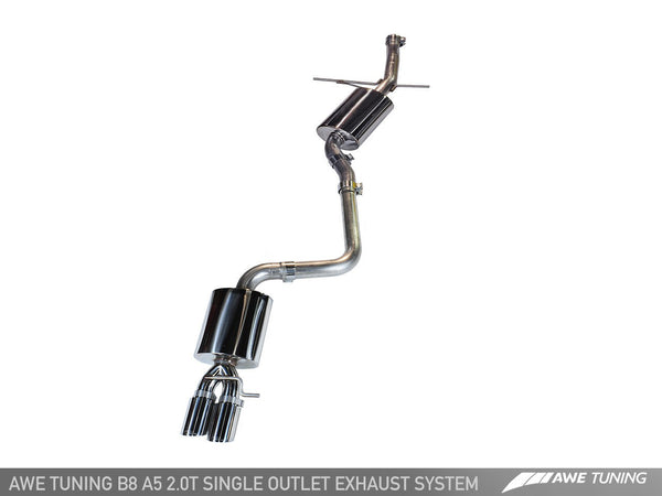 AWE: 2010-2021 Audi A5 - Touring Edition Exhaust System w/Single Outlet Polished Silver Tips