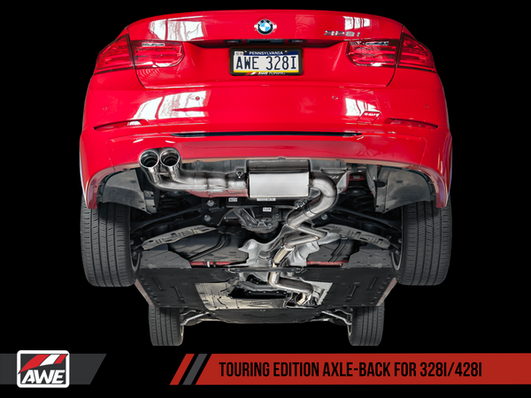 AWE: 2012-2016 BMW 328i 2.0T Touring Edition Exhaust Quad Outlet Chrome Silver Tips 80mm