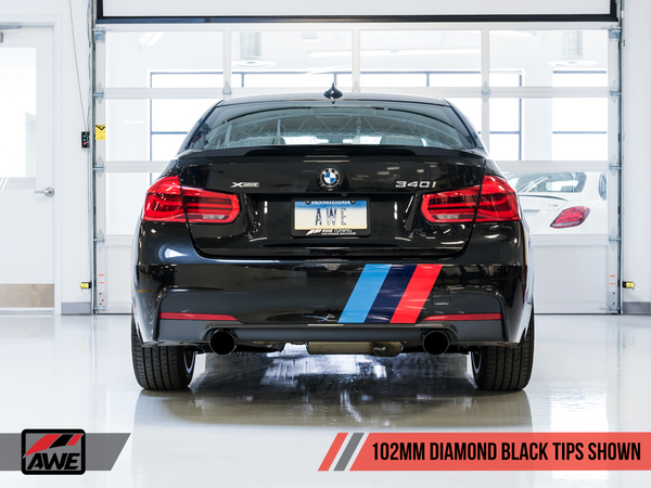 AWE: 2016-2019 BMW 340i 3.0T Touring Edition Axle Back Exhaust Diamond Black Tips 102mm