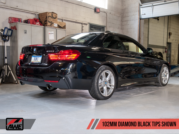 AWE: 2014-2016 BMW 435i 3.0T Touring Edition Axle Back Exhaust Diamond Black Tips 102mm
