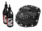 AFE: Pro Series Front Differential Cover Black w/ Machined Fins & Gear Oil Jeep Wrangler (JL) 18-20 (Dana M186)