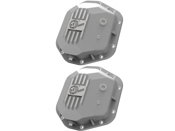 AFE: Street Series Front & Rear Differential Covers Raw w/ Machined Fins Jeep Wrangler (TJ & JK) 97-18 (Dana 44 & Dana 44)