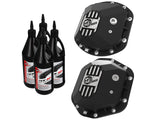 AFE: Street Series Front & Rear Differential Covers Black w/ Machined Fins & Gear Oil Jeep Wrangler (TJ & JK) 97-18 (Dana 30 & Dana 44)