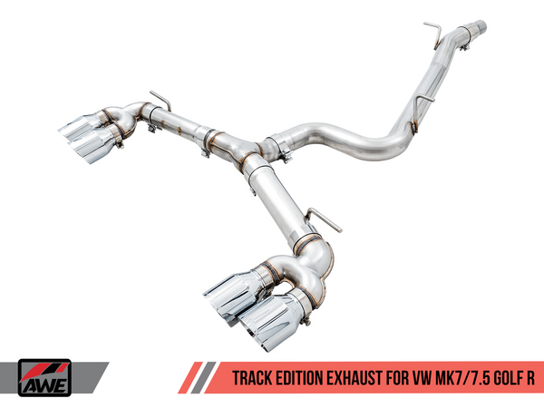 AWE: 2018 Volkswagen MK7.5 Golf R - Track Edition Exhaust w/ 102mm Chrome Silver Tips