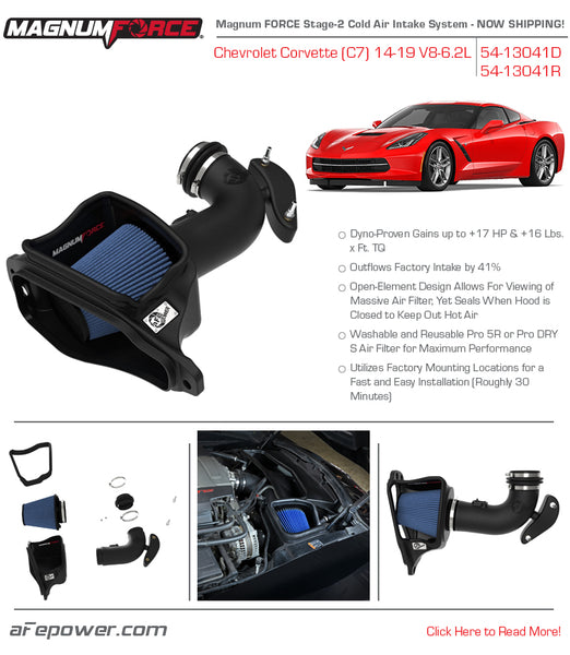 AFE Power: 2014-2019 Chevrolet Corvette C7 V8-6.2L Magnum FORCE Stage-2 Cold Air Intake System w/Pro 5R Filter Media