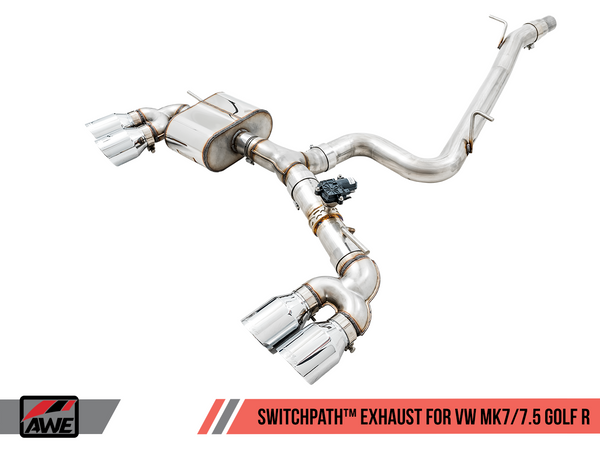 AWE: 2015-17 Volkswagen MK7 Golf R - SwitchPath Exhaust w/ 102mm Chrome Silver Tips