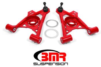 BMR:  1994-2004 Ford Mustang New Edge A-arms, lower, spring pocket, non-adj, poly, tall ball joint (Red)