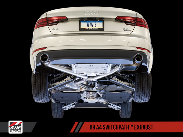 AWE: 2017-2021 Audi A4 B9 - SwitchPath Exhaust (Dual Outlet Diamond Black Tips)