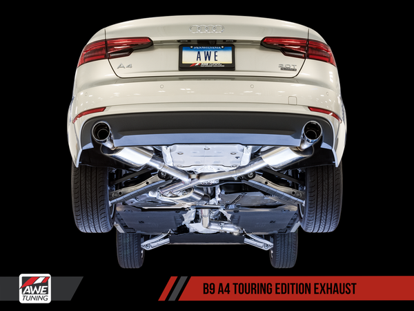 AWE: 2017-2021 Audi A4 B9 - Touring Edition Exhaust Dual Outlet / Diamond Black Tips