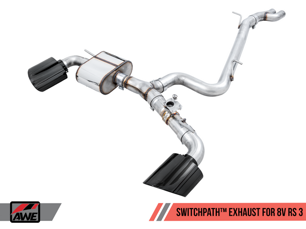 AWE: 2017-20 Audi 8V RS 3 2.5T - SwitchPath (Diamond Black RS-style Tips)
