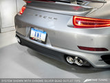 AWE: 2014-2016 Porsche 991 Turbo Performance Exhaust and High-Flow Cat Sections w/Chrome Silver Quad Tips