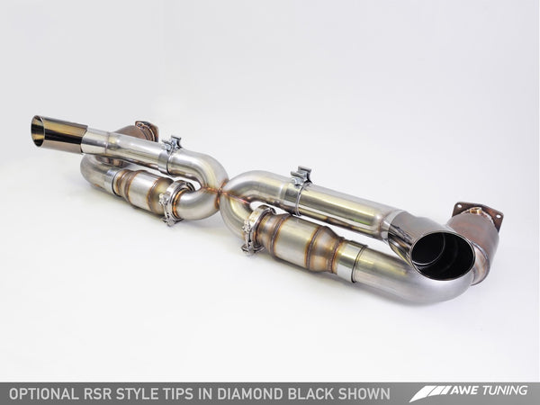 AWE: 2010-2012 Porsche 997.2TT Performance Exhaust System w/Polished Silver Quad Tips