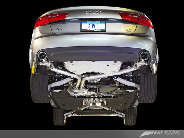 AWE: 2012-2015 Audi C7 A6 3.0T - Touring Edition Exhaust Dual Outlet, Chrome Silver Tips
