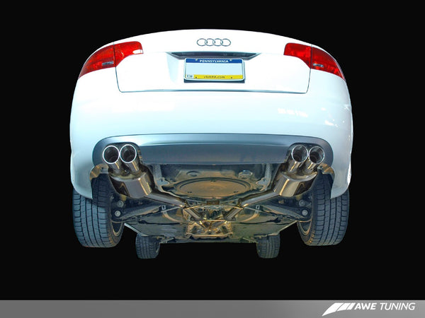 AWE: 2006-08 Audi B7 A4 3.2L - Track Edition Quad Tip Exhaust System (Diamond Black Tips)