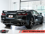 AWE: 2020-21 Chevrolet Corvette 6.2L C8 - Track Edition Exhaust (Quad Chrome Silver Tips)