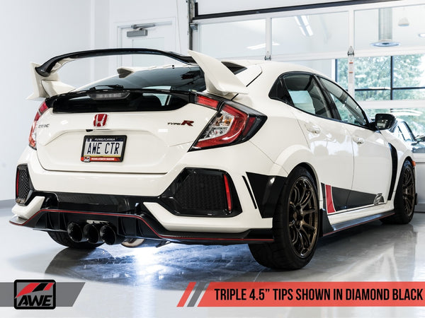 AWE: 2017-2019 Honda Civic Type R FK8 - Track Edition Exhaust with Front Pipe Triple Diamond Black Tips