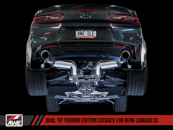 AWE: 2016-18 Chevrolet Camaro SS 6.2L - Touring Edition Catback Exhaust / Resonated (Chrome Silver Tips Dual Outlet)