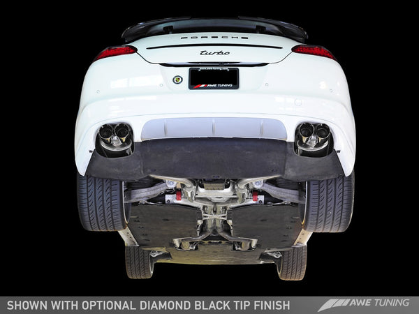 AWE: 2010-16 Porsche 970 Panamera Turbo - Track Edition Performance Exhaust (Diamond Black Tips)