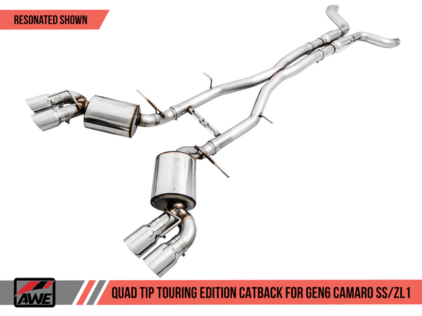 AWE: 2017-19 Chevrolet Camaro SS | ZL1 - Touring Edition Catback Exhaust / Non-Resonated (Chrome Silver Tips Quad Outlet)