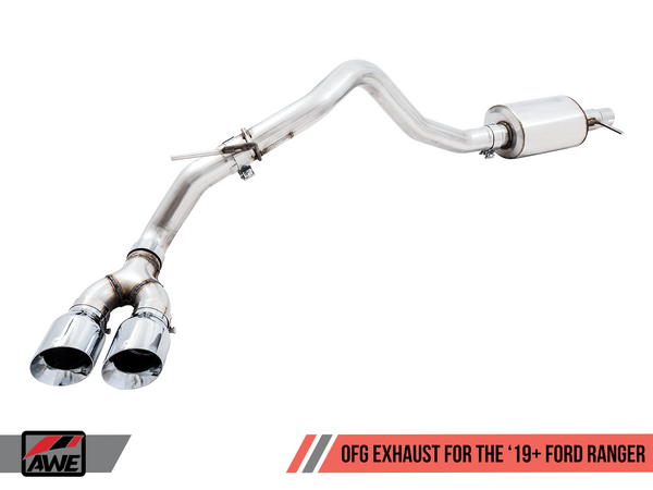 AWE: 2019-21 Ford Ranger - 0FG Exhaust w/ BashGuard (Dual Diamond Black Tips)