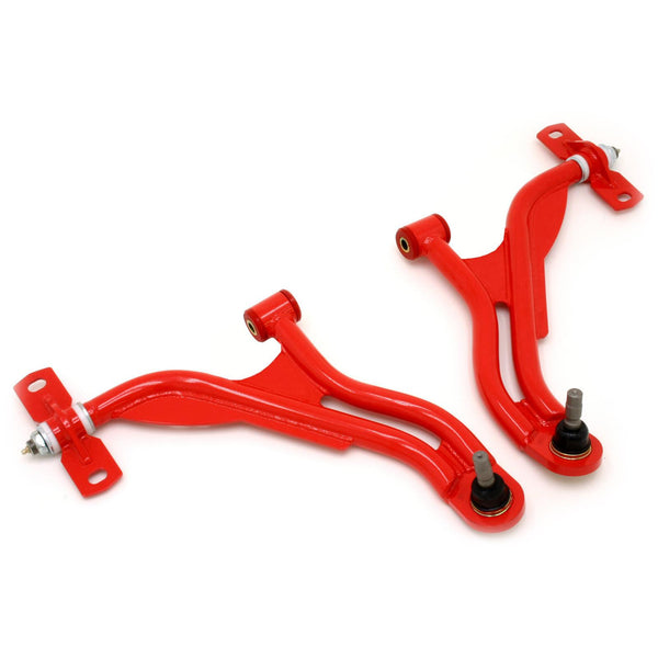 BMR: 2005-2009 S197 Mustang A-arms, lower, non-adj, poly/delrin, 18mm std ht ball joint (Red)