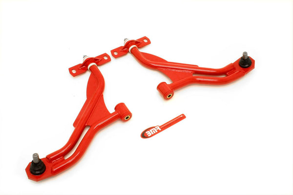BMR: 2010-2014 S197 Mustangs A-arms, lower, non-adj, poly/delrin, 19mm std ht ball joint (Red)