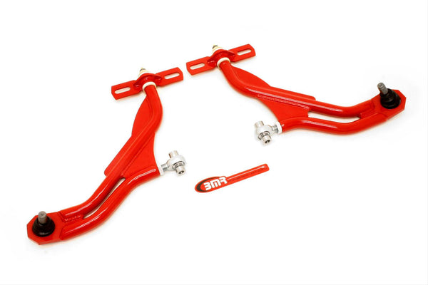 BMR: 2010-2014 S197 Mustangs A-arms, lower, adj, delrin/rod end, 19mm std ht ball joint (Red)