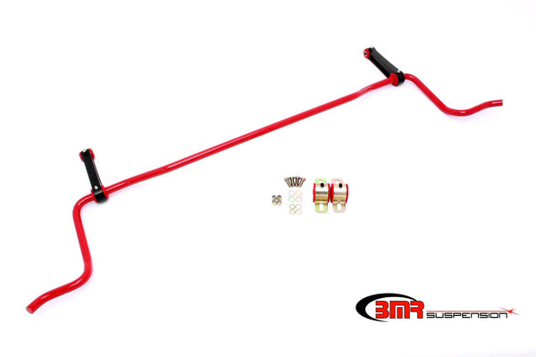 BMR:  2005 - 2010 Ford Mustang S197 Sway bar kit w/ bushings and billet links, rear, solid 22mm (Red)