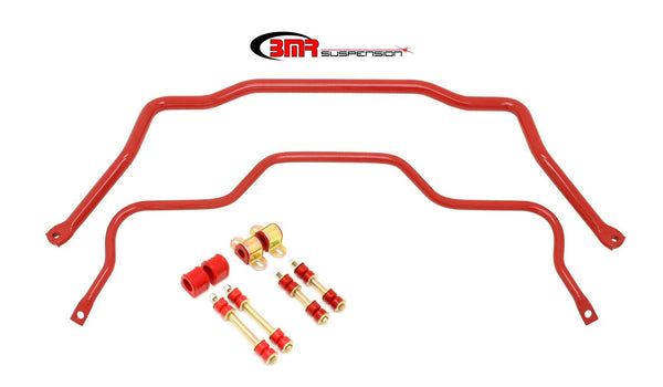 BMR:  1982-1992 GM F-Body Chevrolet Camaro / Firebird Sway bar kit with bushings, front (SB002H) and rear (SB003H) Red