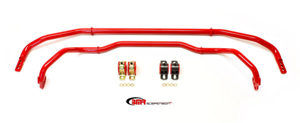 BMR:  2013-2015 Chevy Camaro Sway bar kit with bushings, front (SB038H) and rear (SB033H) Red