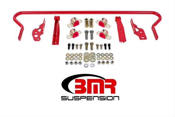 BMR:  2005-2014 Ford Mustang S197 Sway bar kit with bushings, rear, adjustable, hollow 25mm (Red)