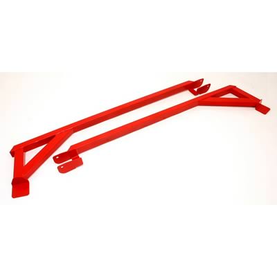 BMR:  1982-1992 GM F-Body Chevy Camaro / Firebird Subframe connectors, weld-on, boxed, inside frame exhaust (Red)