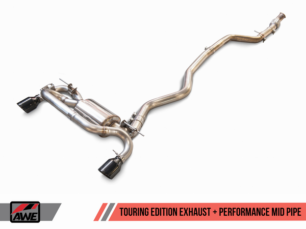 AWE: 2014-2016 BMW 435i 3.0T Touring Edition Axle Back Exhaust Diamond Black Tips 90mm