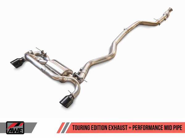 AWE: 2012-2015 BMW 335i 3.0T - Touring Edition Axle Back Exhaust Chrome Silver Tips