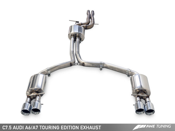 AWE: 2016-18 Audi A6 3.0T C7 - Touring Edition Exhaust (Quad Outlet / Chrome Silver Tips)