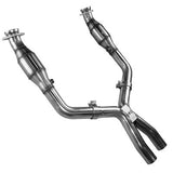 Kooks Headers & Exhaust:  2005-2010 FORD MUSTANG GT 3" STAINLESS STEEL GREEN CATTED X PIPE 4.6L