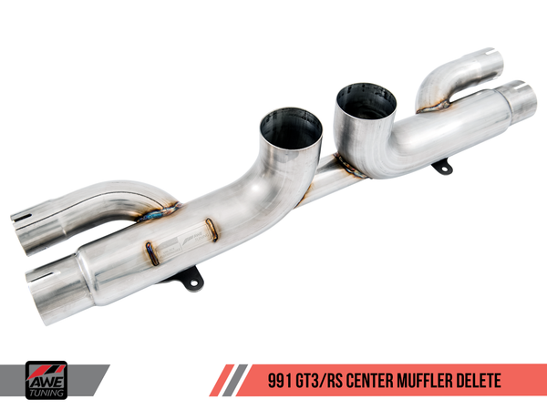 AWE: 2010-2011 Porsche 997.2 GT3 | GT3 RS - Center Muffler Delete (Chrome Silver Tips)