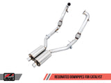 AWE: 2018-2020 Audi B9 S4 3.0T - Touring Edition Exhaust Resonated for Performance Catalyst (Diamond Black 90mm Tips)