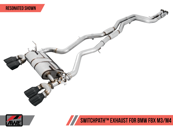 AWE: 2015-2018 BMW M3 3.0T - Non Resonated SwitchPath Exhaust Diamond Black Tips 102mm