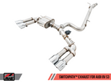 AWE: 2015-2020 Audi 8V S3 - SwitchPath Exhaust (102mm Diamond Black Tips)