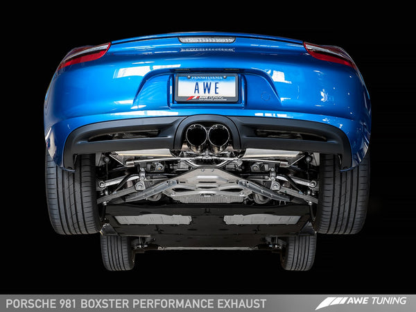 AWE: 2014-16 Porsche 981 Boxster | Cayman - Performance Exhaust (Diamond Black Tips)
