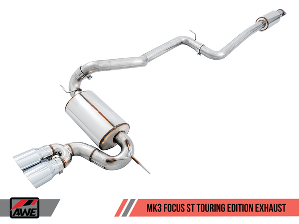 AWE: 2013-19 Ford Focus ST 2.0T - Touring Edition Resonated Catback Exhaust (Diamond Black Tips)