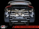 AWE: 2017-2019 Porsche 991.2 Turbo | Turbo S 3.8T - Performance Exhaust and High-Flow Cat Sections Diamond Black Quad Tips